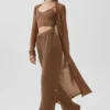 Cardigan long en cachemire voilé - Marron ensoleillé