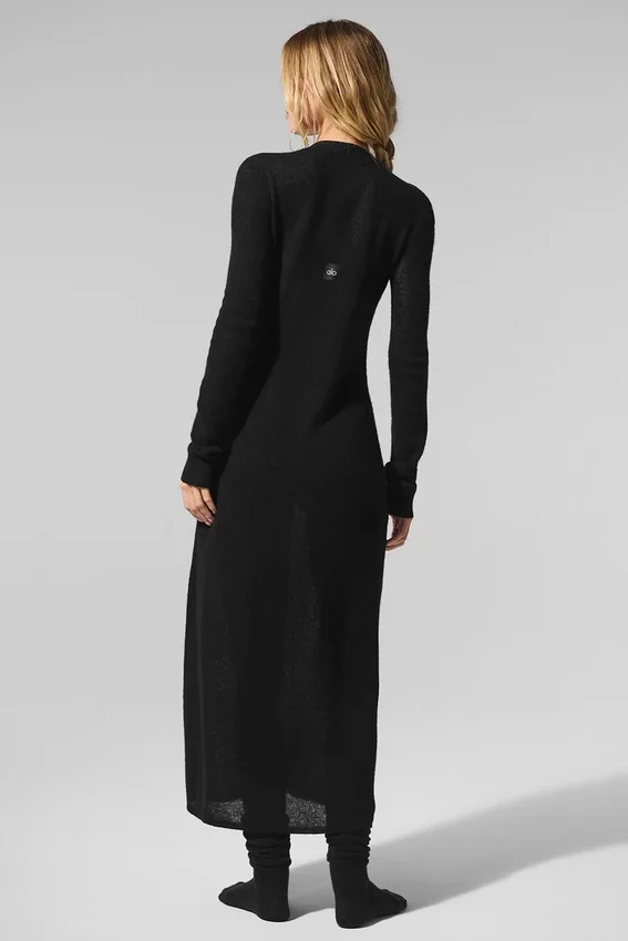 Cardigan long en cachemire voilé - Noir