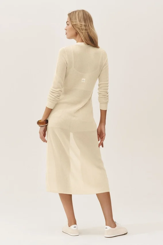 Cardigan long Heatwave en soie et cachemire - Beige sable