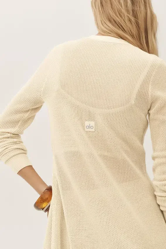 Cardigan long Heatwave en soie et cachemire - Beige sable