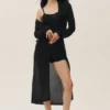 Cardigan long « Heatwave » en soie et cachemire - Noir