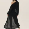 Cardigan long « Heatwave » en soie et cachemire - Noir