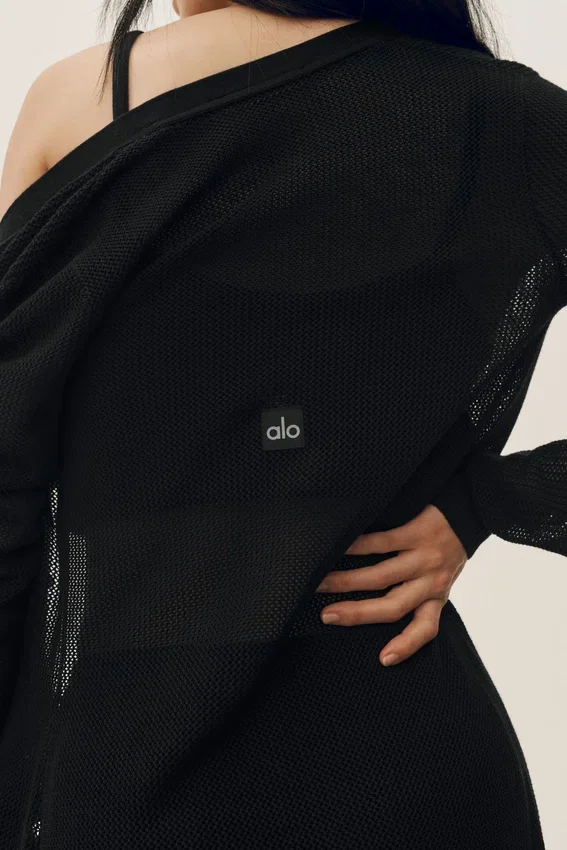 Cardigan long « Heatwave » en soie et cachemire - Noir