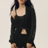 Cardigan long « Heatwave » en soie et cachemire - Noir