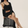 Cardigan long « Heatwave » en soie et cachemire - Noir