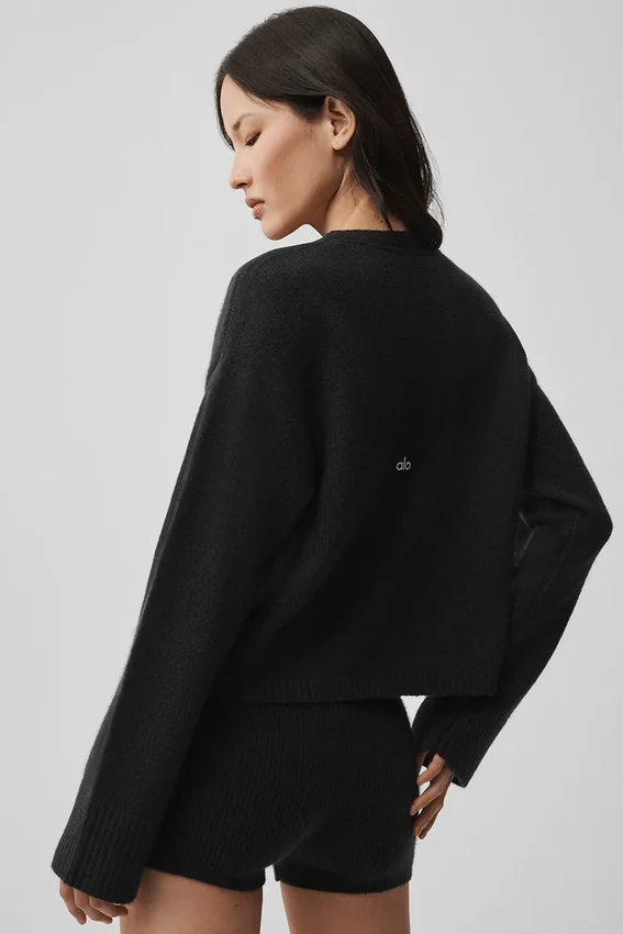 Cardigan New Class en laine et cachemire à nouer – Noir