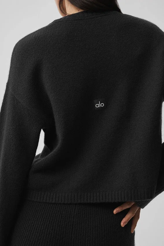 Cardigan New Class en laine et cachemire à nouer – Noir