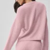 Cardigan « New Class » en laine et cachemire à nouer – Rose vintage