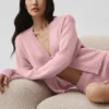 Cardigan « New Class » en laine et cachemire à nouer – Rose vintage