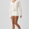 Cardigan noué « New Class » en laine et cachemire – Ivoire