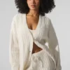 Cardigan Winter Bliss à mailles torsadées - Ivoire