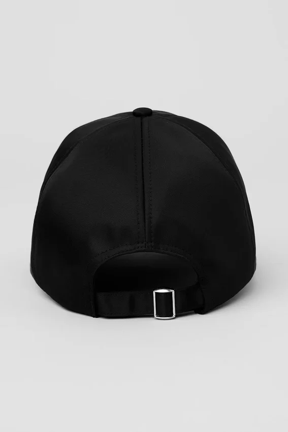 Casquette décontractée en satin - Noir