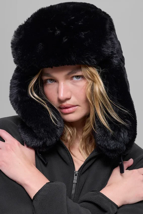 Chapeau Starstruck en fausse fourrure - Noir