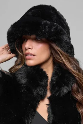Chapeau « Starstruck » en fausse fourrure – Noir