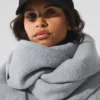 Écharpe oversize en laine mérinos - Gris chiné vaporeux