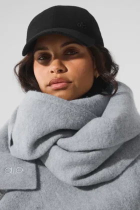 Écharpe oversize en laine mérinos - Gris chiné vaporeux