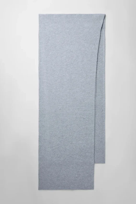 Écharpe oversize en laine mérinos - Gris chiné vaporeux