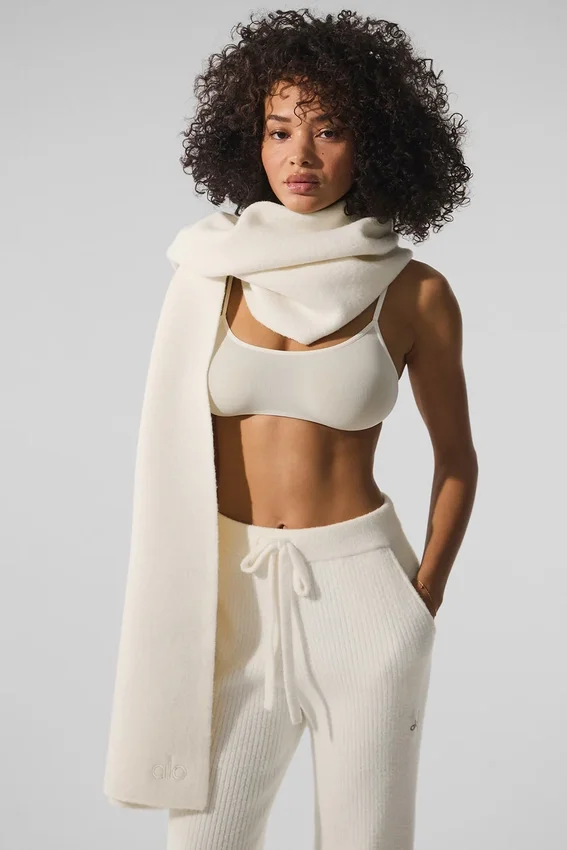 Écharpe oversize en laine mérinos - Ivoire