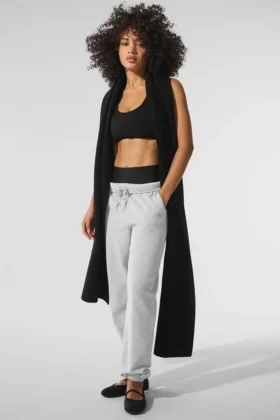 Écharpe oversize en laine mérinos - Noir