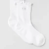 Chaussettes antidérapantes à bordure festonnée - Blanc