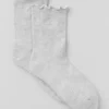 Chaussettes à bordure festonnée pour femme - Gris chiné athlétique