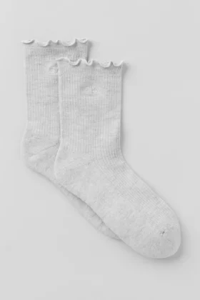 Chaussettes à bordure festonnée pour femme - Gris chiné athlétique