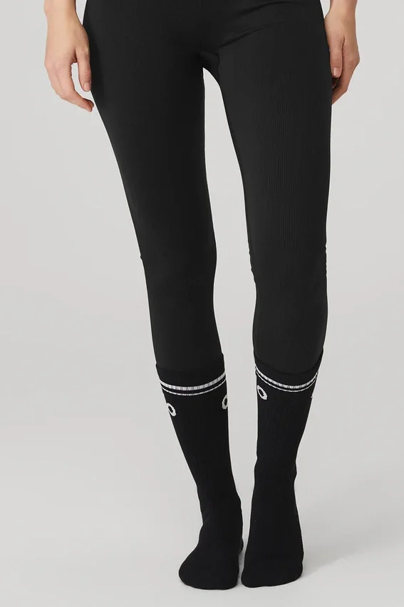 Chaussettes de barre « Throwback » pour femme - Noir/Blanc