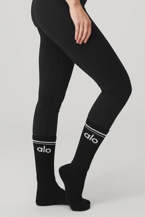 Chaussettes de barre « Throwback » pour femme - Noir/Blanc