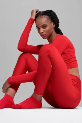 Chaussettes de sport unisexes à languette – Rouge vif