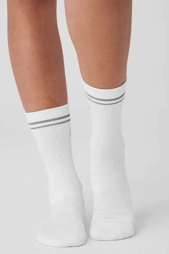 Chaussettes de sport unisexes mi-hautes - Blanc