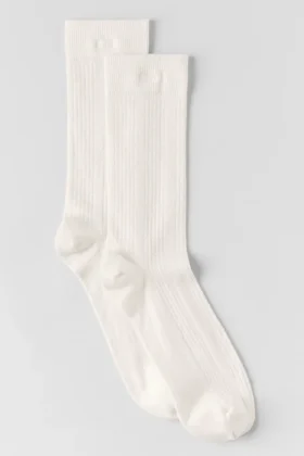 Chaussettes en maille de cachemire - Ivoire