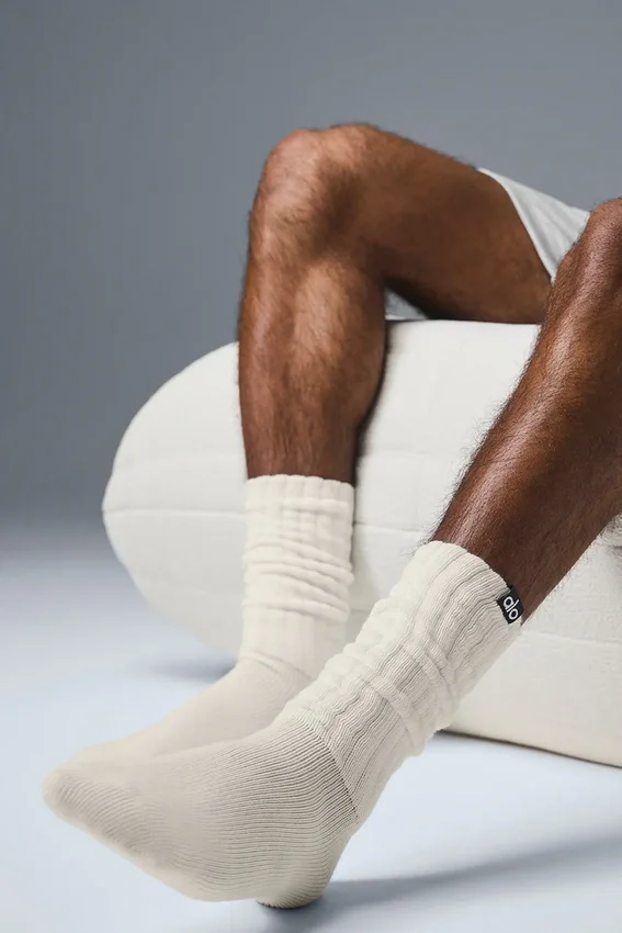 Chaussettes froncées unisexes - Couleur os