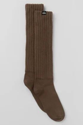 Chaussettes froncées unisexes - Espresso