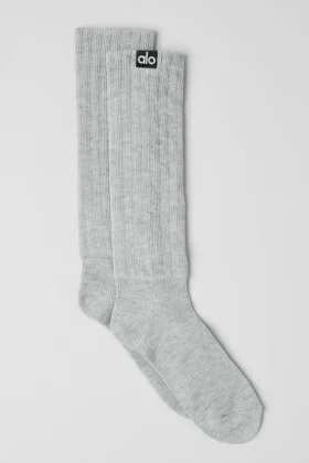 Chaussettes froncées unisexes — Gris chiné athlétique