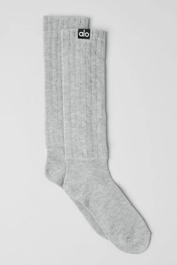 Chaussettes froncées unisexes — Gris chiné athlétique