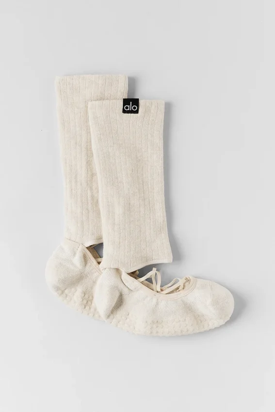 Chaussettes à lanières Siren Grip pour femme - Gris chiné
