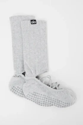 Chaussettes à lanières Siren Grip pour femme – Gris chiné athlétique