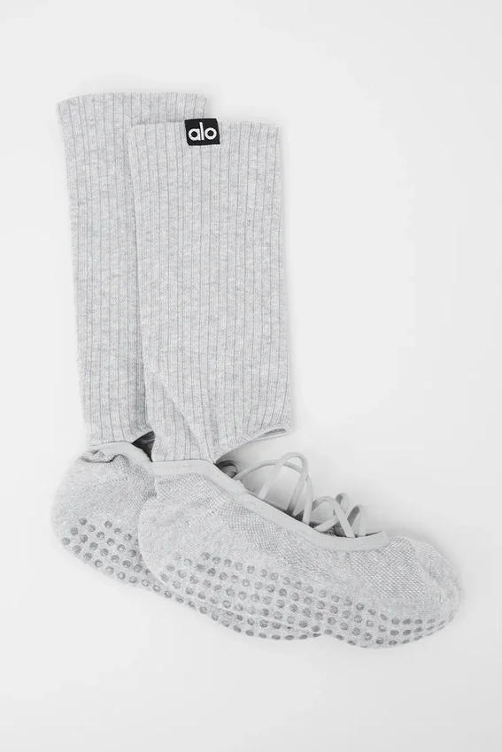 Chaussettes à lanières Siren Grip pour femme – Gris chiné athlétique