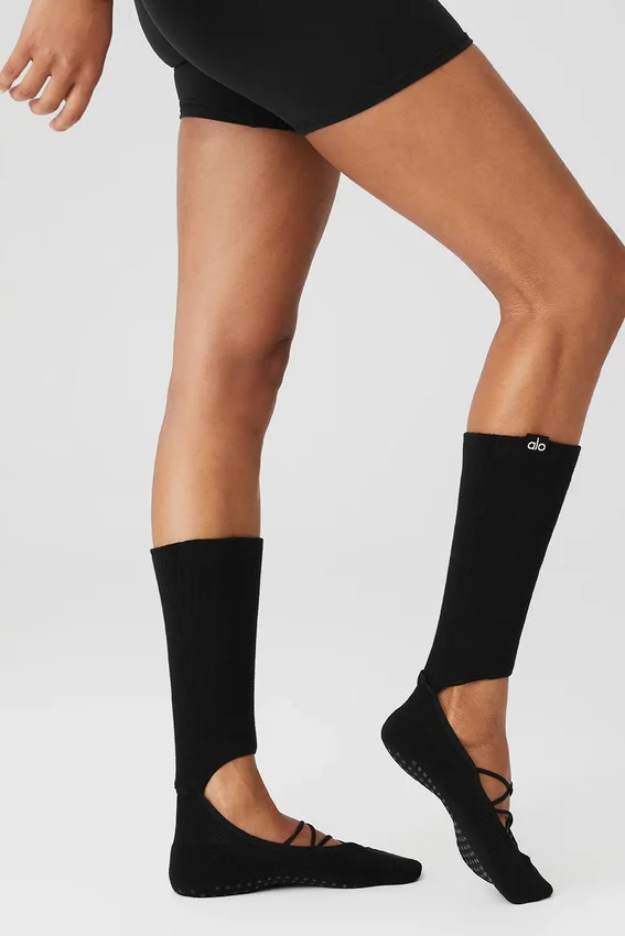 Chaussettes à lanières Siren Grip pour femme - Noir