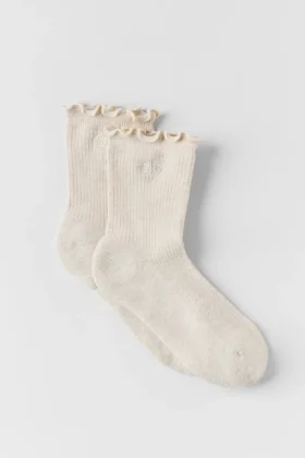 Chaussettes Lettuce Edge pour femme – Gris chiné