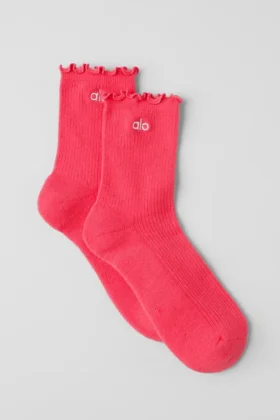 Chaussettes « Lettuce Edge » pour femme – Rouge bonbon