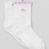 Chaussettes pour femme à bordure festonnée - Blanc/Rose bonbon
