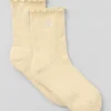 Chaussettes pour femme à bordure festonnée - Jaune bougie