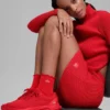 Chaussettes pour femme à bordure festonnée - Rouge vif
