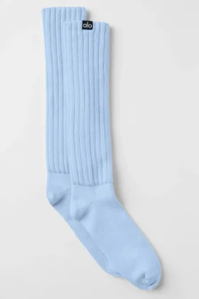 Chaussettes retroussées unisexes - Bleu coquillage