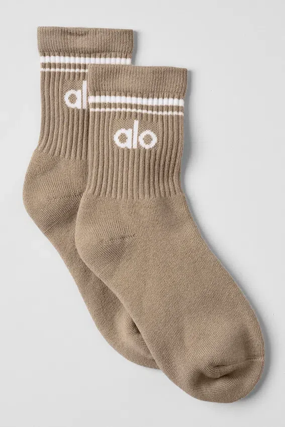 Chaussettes rétro mi-mollet unisexes - Gravel/Blanc