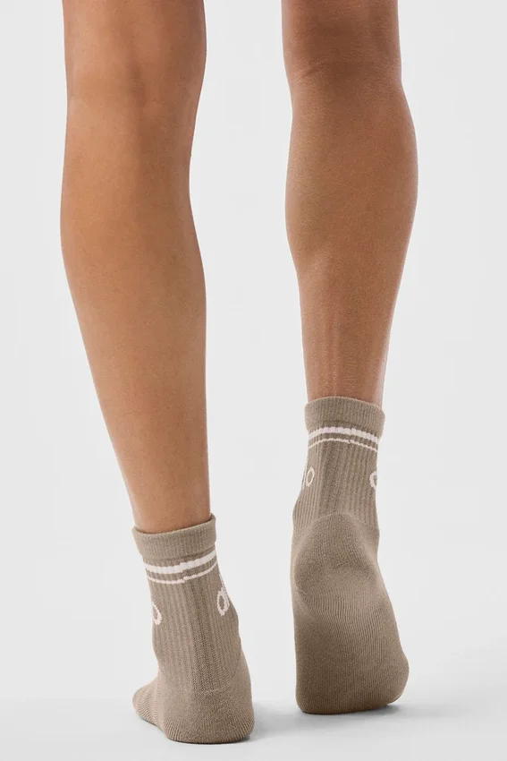 Chaussettes rétro mi-mollet unisexes - Gravel/Blanc