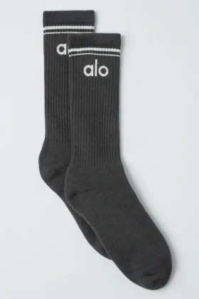 Chaussettes rétro unisexes - Anthracite/Blanc