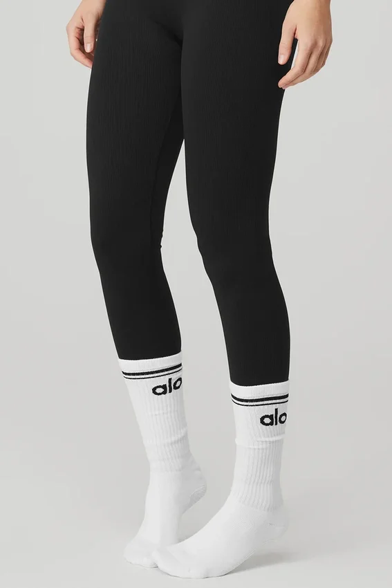 Chaussettes Throwback Barre pour femme - Blanc/Noir