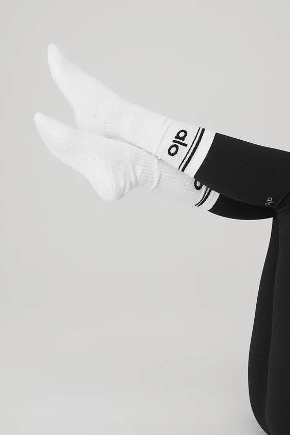 Chaussettes Throwback Barre pour femme - Blanc/Noir